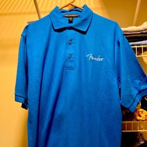 Men’s polo shirt, blue, fender embroidered, size M